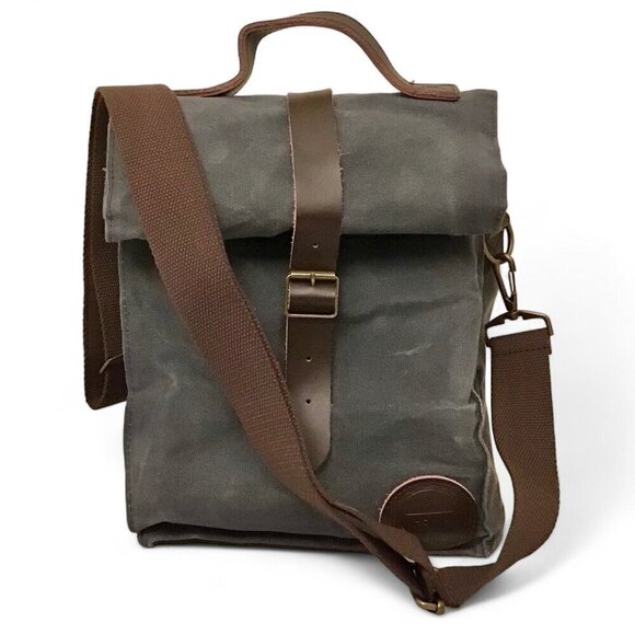 ASEBBO Canvas Insulated Lunch Bag Cooler Gray Shoulder Strap Work Hiking Picnic - Picture 1 of 12